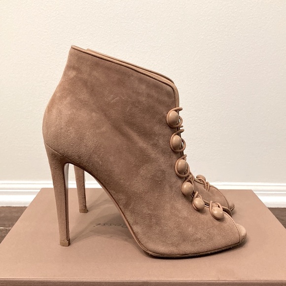 Gianvito Rossi Imperia Suede Open-Toe 105mm Bootie - Picture 6 of 14